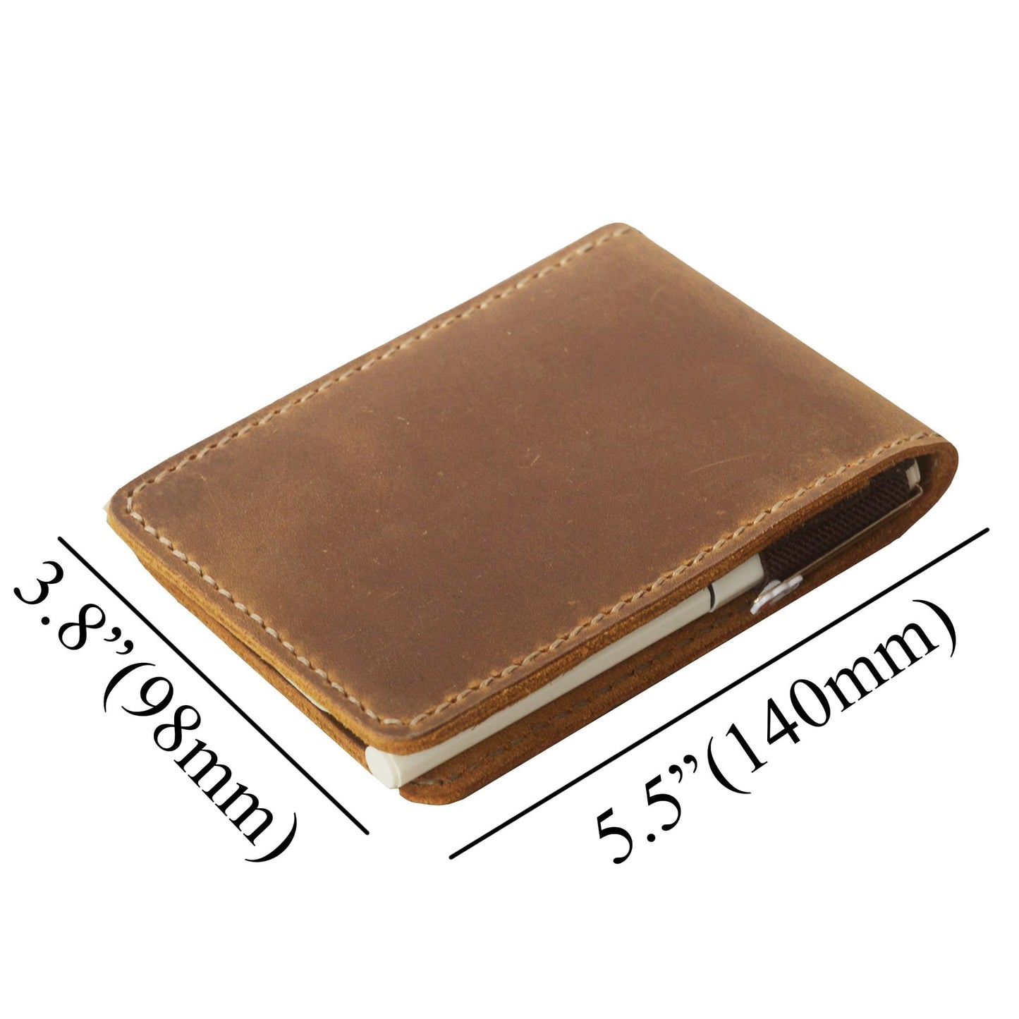 Genuine Leather Notebook Holder for 3" x 5" Top spiral Notebook, Leather Cover for Rite in the Rain Top Spiral Notebook 3" x 5"