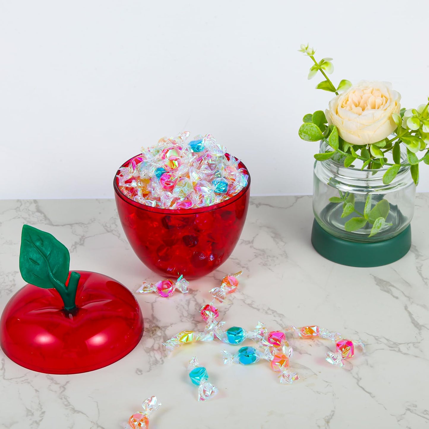 4 Pack Large Red Apple Container,Back To School Teacher Appreciation Gifts,Teacher Gifts Mother Day Gift,Plastic Apple Boxes Filling Containers,Candy Jar Classroom Wedding Valentine Day Party Decor