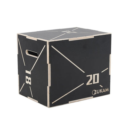 ZUKAM Non-Slip Wood Plyometric Jump Box- 3-in-1 Wooden Plyo Box for Home Gym and Outdoor Workout (24" x 20" x 16")