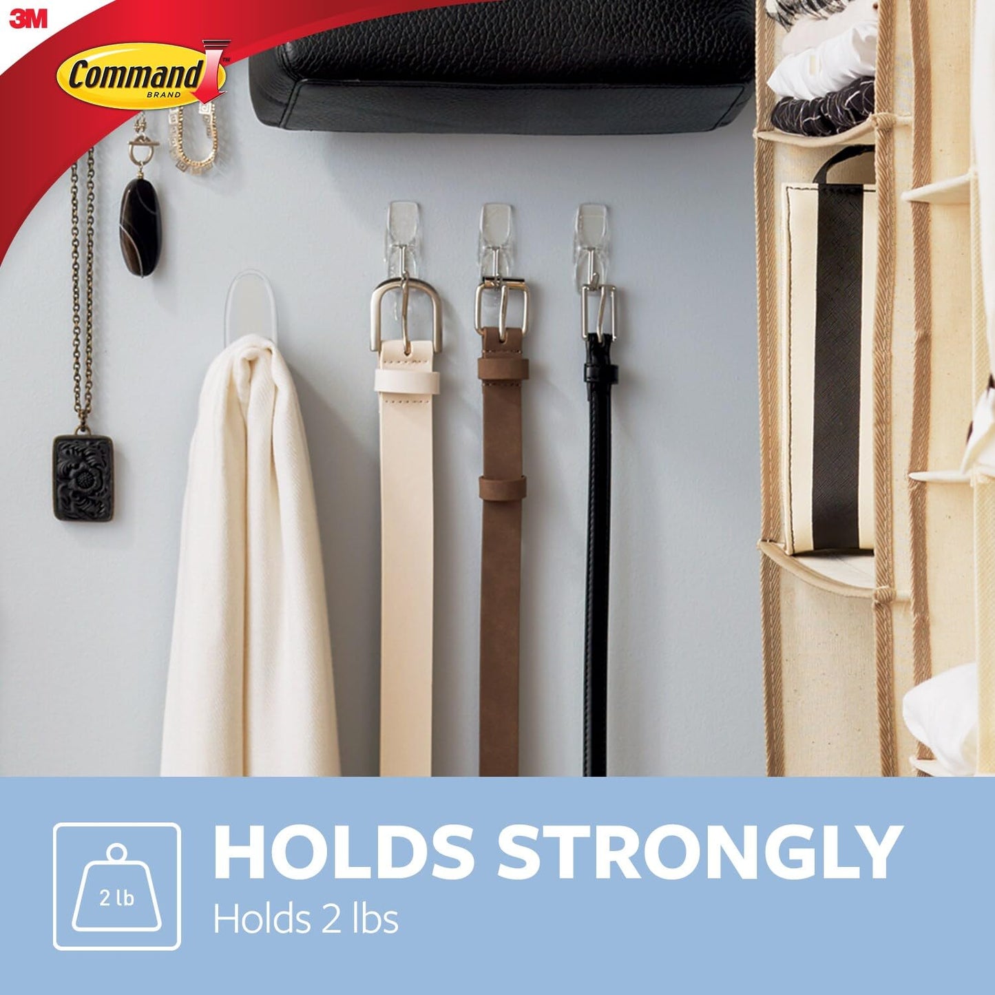 Command Medium Clear Wire Toggle Hooks,10 Wall Hook and 12 Strips, Damage-Free Hanging with Adhesive, Great for Hanging, Organization and Storage, Holds up to 2 lb