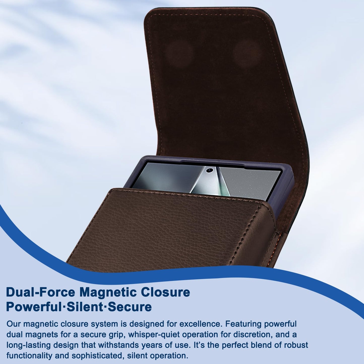 COANJIUO Leather Cell Phone Holster with Belt Clip Strong Magnetic Closure for Samsung Galaxy Ultra S25 S24 S23 S22 S21 S20 A17 A16 A15 A14 A13, Motorola G Stylus, XL-Coffee
