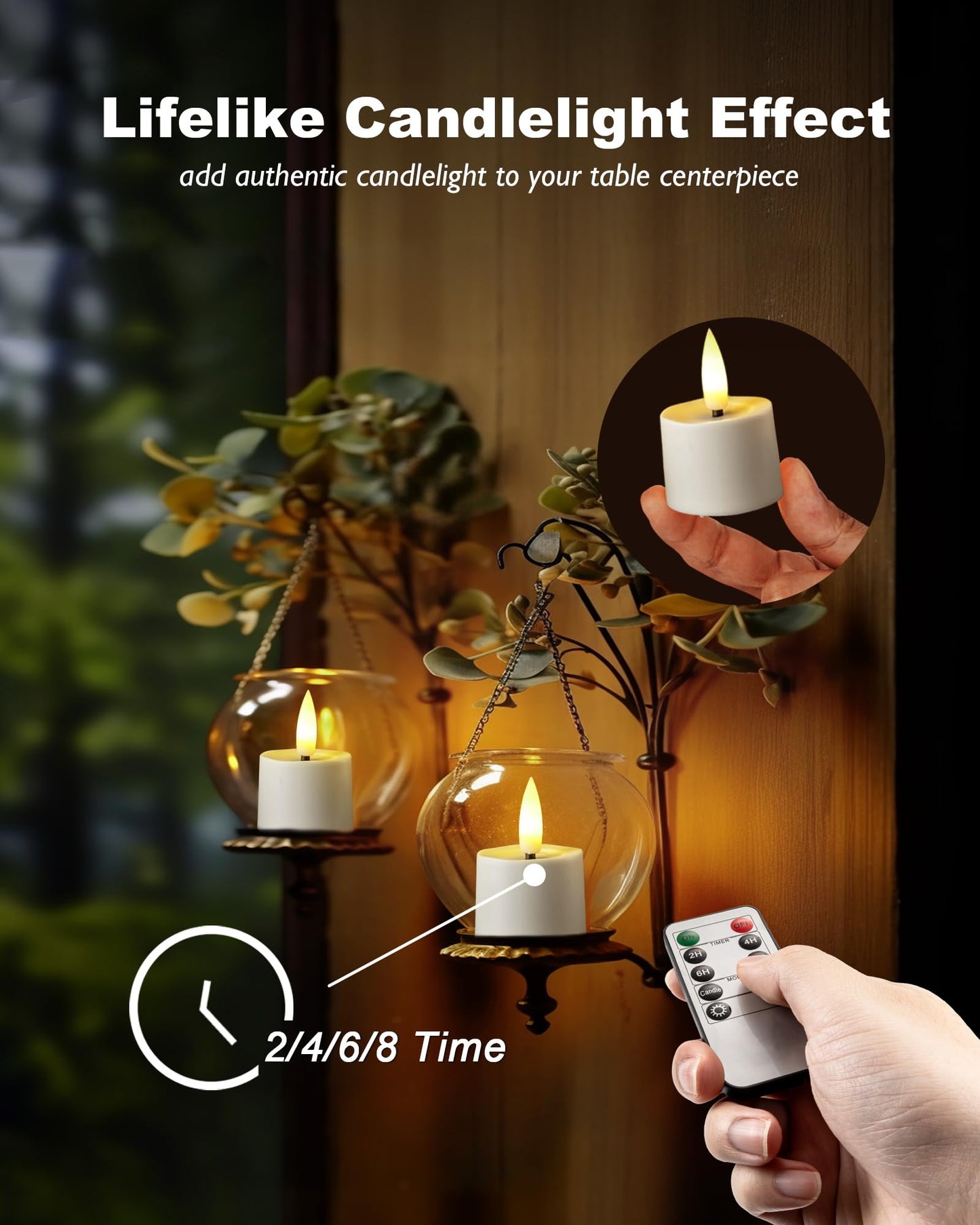 merrynights Remote Candles, 12Pcs Timer LED Votive Candle, Realistic 3D Flickering Flameless Tea Lights Candle Battery Operated with 2/4/6/8H Timer for Home Decor- White Base
