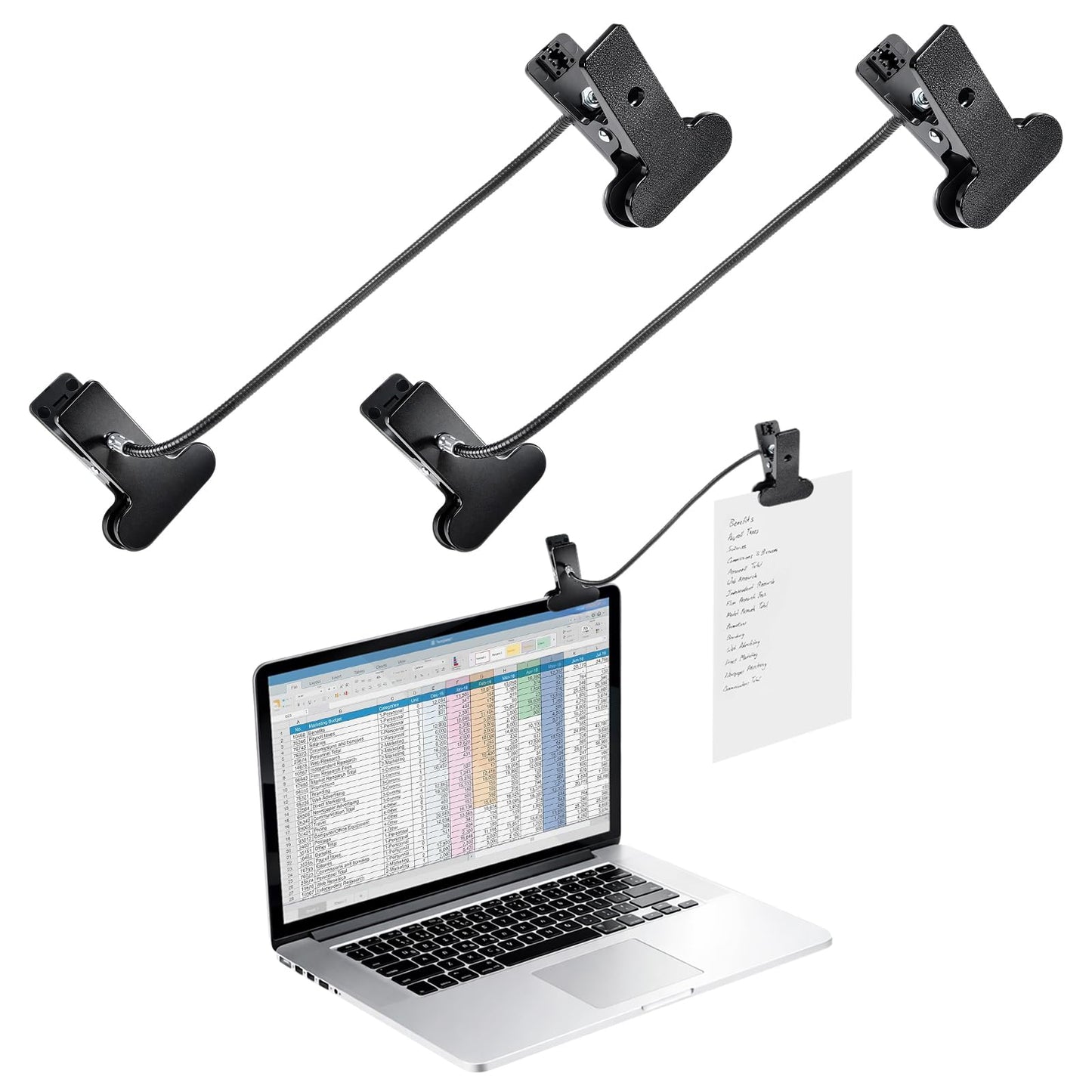 YooNotee 2 Pcs Paper Holder for Typing, Mini Clip On Document Holder Laptops and Monitors Copyholder Small Document Paper Stand for Desk Typing Compact Office Supplies, Black
