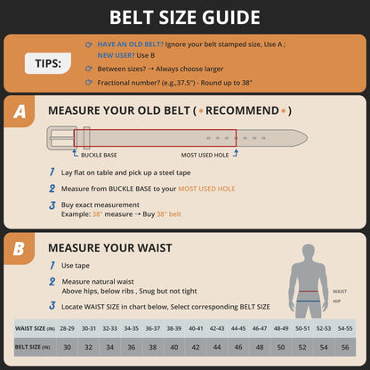 Buffway Men's Leather Belt,1.5" Handcrafted Top-Grain Leather – Durable,Comfortable,Suitable for Everyday Formal & Casual Wear - Size 38" Black