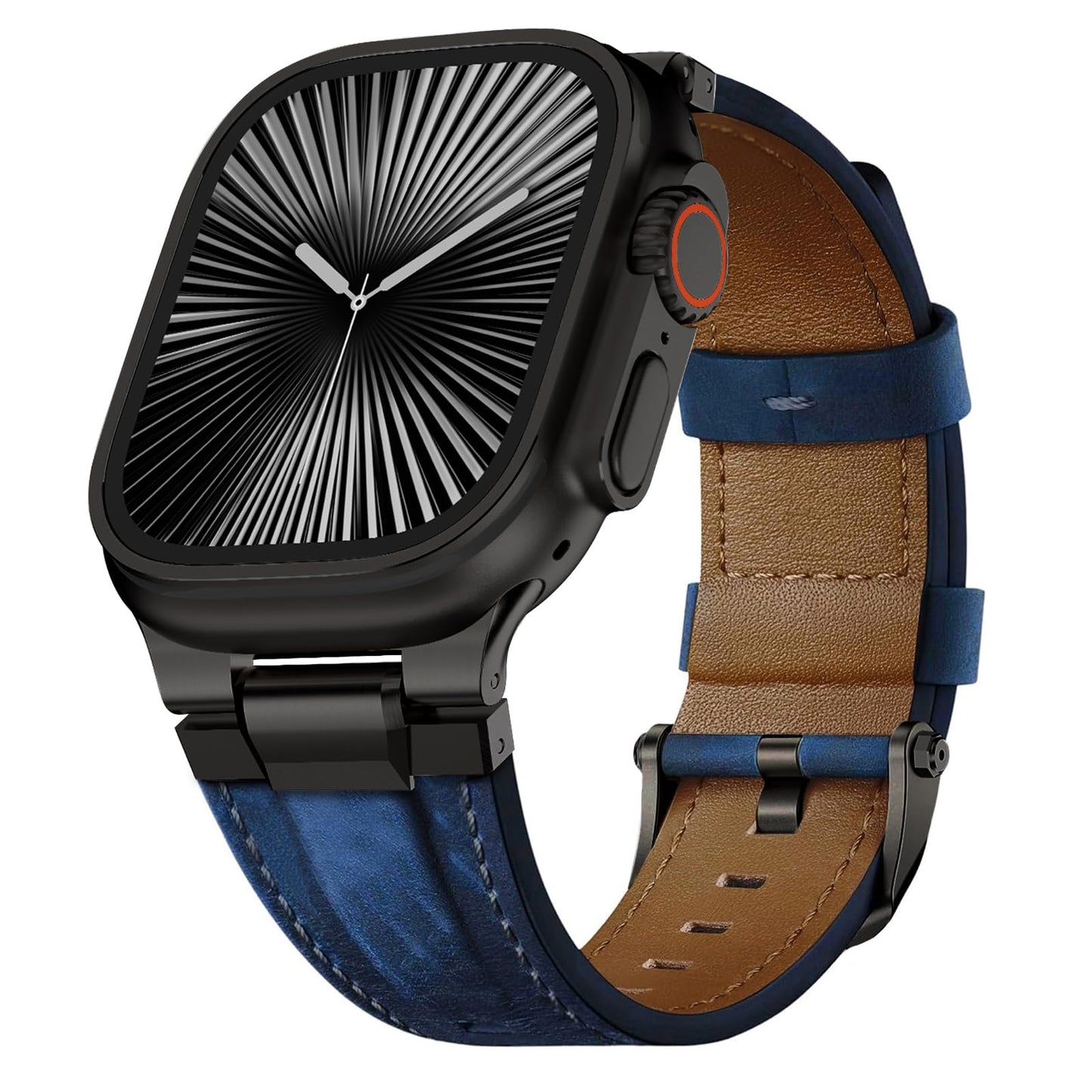 Genuine Leather Band Compatible with Apple Watch Ultra Band 49mm 46mm 45mm 44mm for Men,Vintage Genuine Leather Replacement Strap for iWatch Ultra 3 2 1,SE 3 2 1,series 11 10 9 8 7 6 5 4