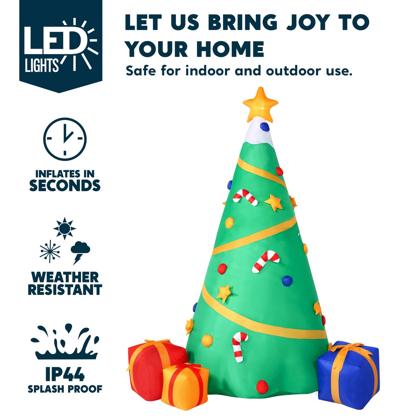 Joiedomi 8 FT Tall Christmas Inflatables Tree Decoration, Lighted Giant Christmas Tree with Build-in Projection Blow Up Self-Inflatables for Xmas Party Indoor, Outdoor, Yard, Garden, Lawn Décor