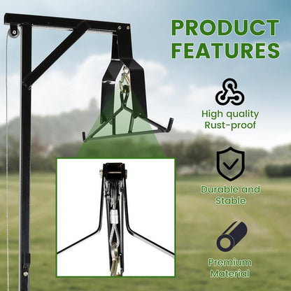 ECOTRIC Truck 2" Hitch Game Hunting Hoist, 600LB Big Game Hunting Deer Hoist, Include Gambrels Winch for Skinning or Cleaning Game, Winch Lift Gambrel Set 360 Degree Swivel Hitch Mounted