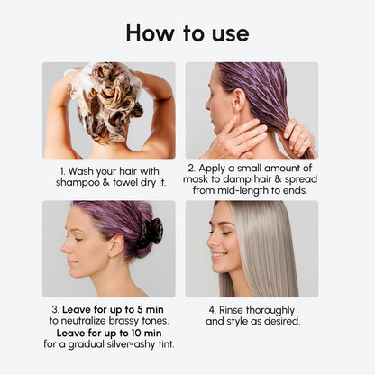 MAREE Purple Hair Mask - Toner for Blonde Hair - Purple Conditioner for Color Treated - Brassy, Bleached, Highlighted, Platinum, Ash and Silver - with Keratin – Matizador Para Cabello Rubio