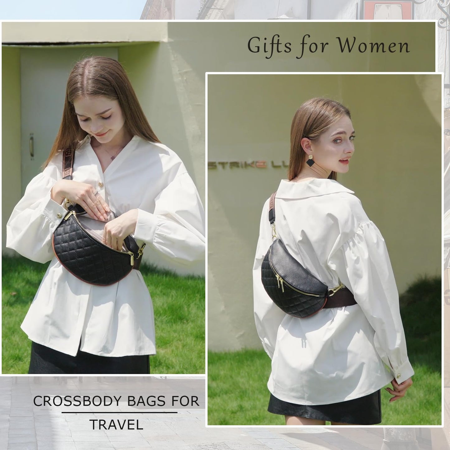 Eslcorri Fashion Waist Packs for Women - Quilted Vegan Fanny Packs Leather Waist Purse Anti Theft Crossbody Belt Bag for Sports Workout Traveling Running Casual - Apricot