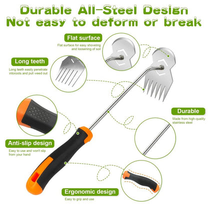 Garden Tools,Weeder Tool,Portable Weeding Tool,Garden weed pulling tool,Adopt Anti Slip Handle,Conforms to Ergonomic Curves,Weed puller tool Suitable for Farm Planting,Gardening(Black Orange Handle)
