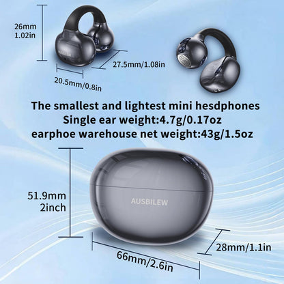 Ausbilew Headphones Wireless Earbuds IPX6 Waterproof Ear Buds,Touch Control Bone Conduction Headphones air Conduction Stereo with 11mm Driver 42 Hours Playback time,for Fitness/Sports/Home