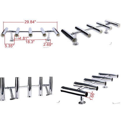 Amarine Made 5 Tube Adjustable Stainless Rocket Launcher Rod Holders , Can Be Rotated 360 Deg