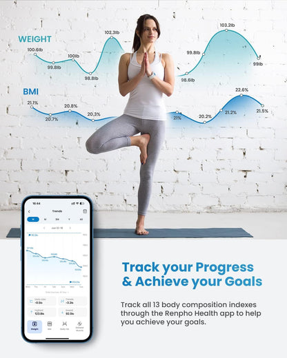 RENPHO Elis Go Travel Smart Scale with BMI, Body Fat, Muscle Mass | 13 Body Metrics via Bluetooth for Health Tracking, with Batteries Included and Protective Case for Hotel, Camping, and Travelers