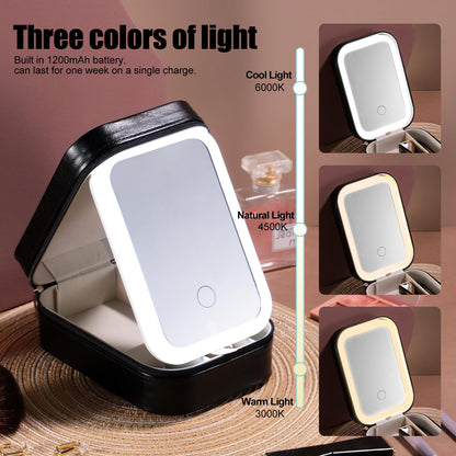 BS-MALL Travel Cosmetic Mirror Case LED Makeup Mirror Storage Case for Eyelash station Brushes Cosmetic Tools Pink On-the-go Makeup Needs (White)