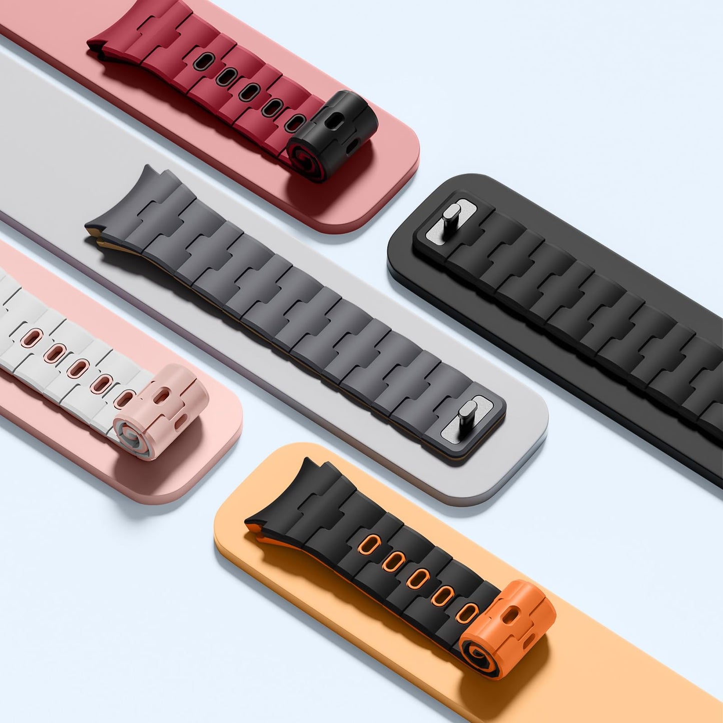 Bandletic No Gap Band Compatible With Galaxy Watch 6 band - Magnetic Silicone Band for Samsung Watch 7 5 4 FE 40mm 44mm/for Galaxy Watch 6 4 Classic 43mm 47mm 42mm 46mm/Watch 5 Pro 45mm, White/Pink