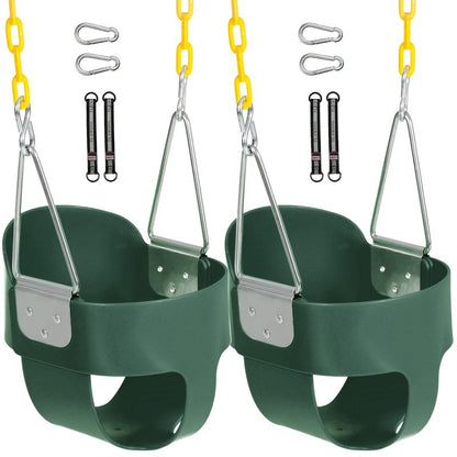 Domaker High Back Toddler Bucket Swing Seat with Coated Chains, Green 2 Pack