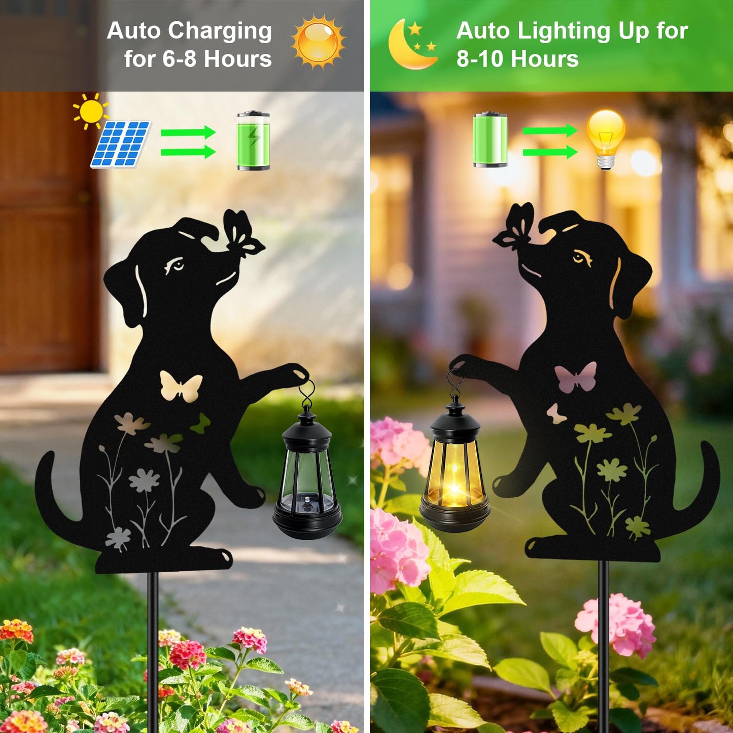 ANGMLN Dog Outdoor Solar Lantern Waterproof, Birthday Gifts for Christmas Women Mom, Solar Hanging Lights Dog Metal Figurine Garden Decor Patio Yard Pathway Backyard Ornaments