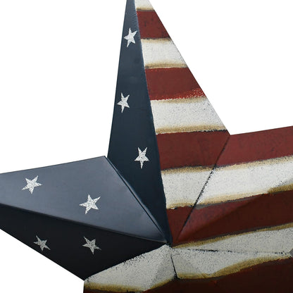 Linfevisi 12 Inch Barn Star Wall Decor Outdoor Patriotic Decorations Hanging Metal Stars American Flag 4th of July Memorial Day Texas Star Wall Art for Western Country Farmhouse Home(B)