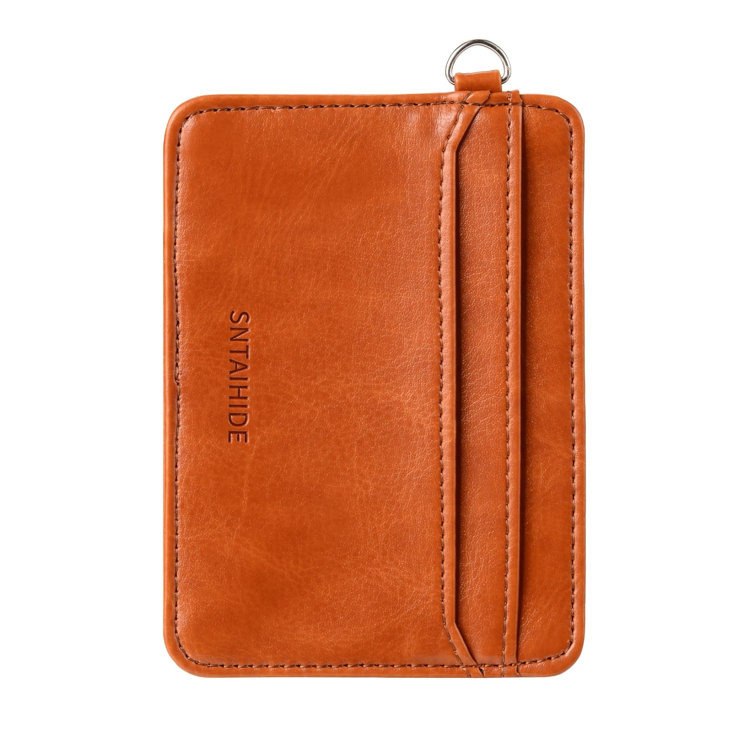 SNTAIHIDE Slim Minimalist Leather Card Holder Wallet with RFID Blocking, Brown, Front Pocket Wallet for Men and Women