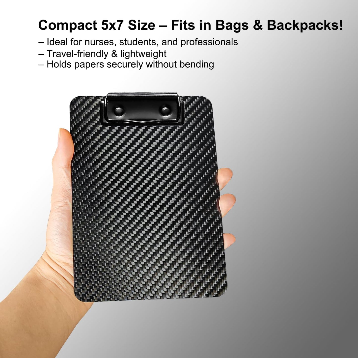 Carbon Fiber Clipboard 5x7 Inch – Mini Portable Writing Board for Pocket Use, Real 3K Carbon Fiber, Rigid & Ultra-Light, for Doctors, Outdoor Notes, Sketching, Field Work