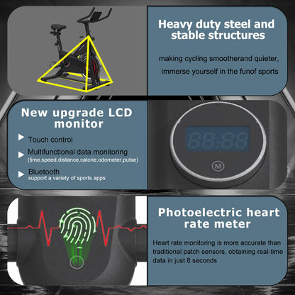 Exercise Bikes Stationary,Exercise Bike for Home Indoor Cycling Bike for Home Cardio Gym,Workout Bike with Mount & LCD Monitor,Silent Belt Drive