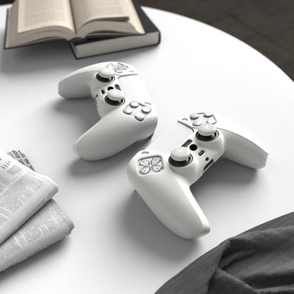 PlayVital White Pure Series Anti-Slip Silicone Cover Skin for ps5 Controller, Soft Rubber Case for ps5 Wireless Controller with White Thumb Grip Caps