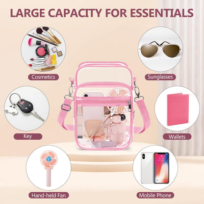 Blvornl Clear Crossbody Bag with Adjustable Shoulder Strap, Stadium Approved PVC Purse Bag, Messenger Bag