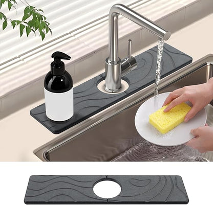 2 Pcs Faucet Mat for Kitchen Sink 15.74”×3.94” Diatomite Quick Dry Sink Splash