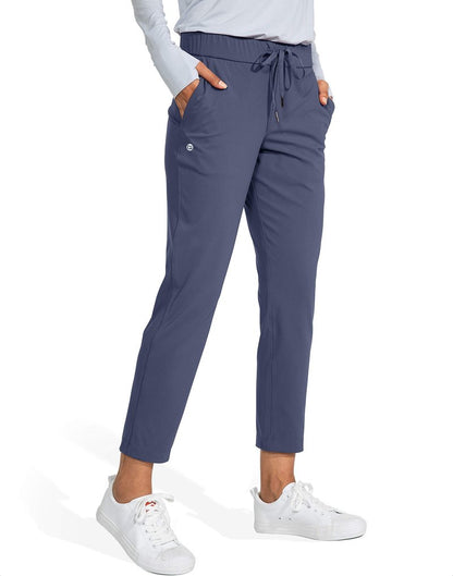 G Gradual Women's Pants with Deep Pockets 7/8 Stretch Sweatpants for Women Athletic, Golf, Lounge, Work (Dusty Blue, Small)
