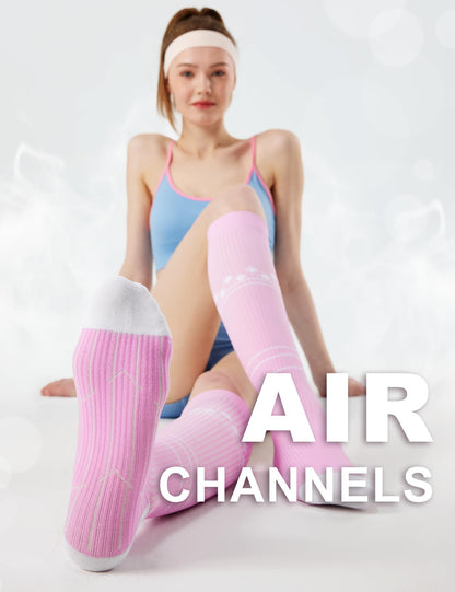 FITRELL 3 Pairs Compression Socks for Women and Men 20-30mmHg - Support for Travel, Running, Nurse, Knee High, Neopolitan S/M
