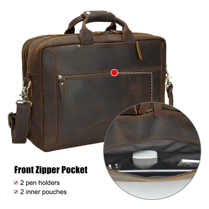 TIDING Leather Convertible Briefcase Backpack for Men, Large 15.6 Inch Laptop Messenger Bag Work Business Travel Crossbody Shoulder Bag
