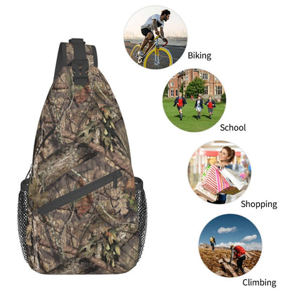 Yaemikoo Hunting Camouflage Camo Forest Sling Backpack Crossbody Sling Bag Casual Chest Bags Travel Hiking Daypack Shoulder Bag for Women Men