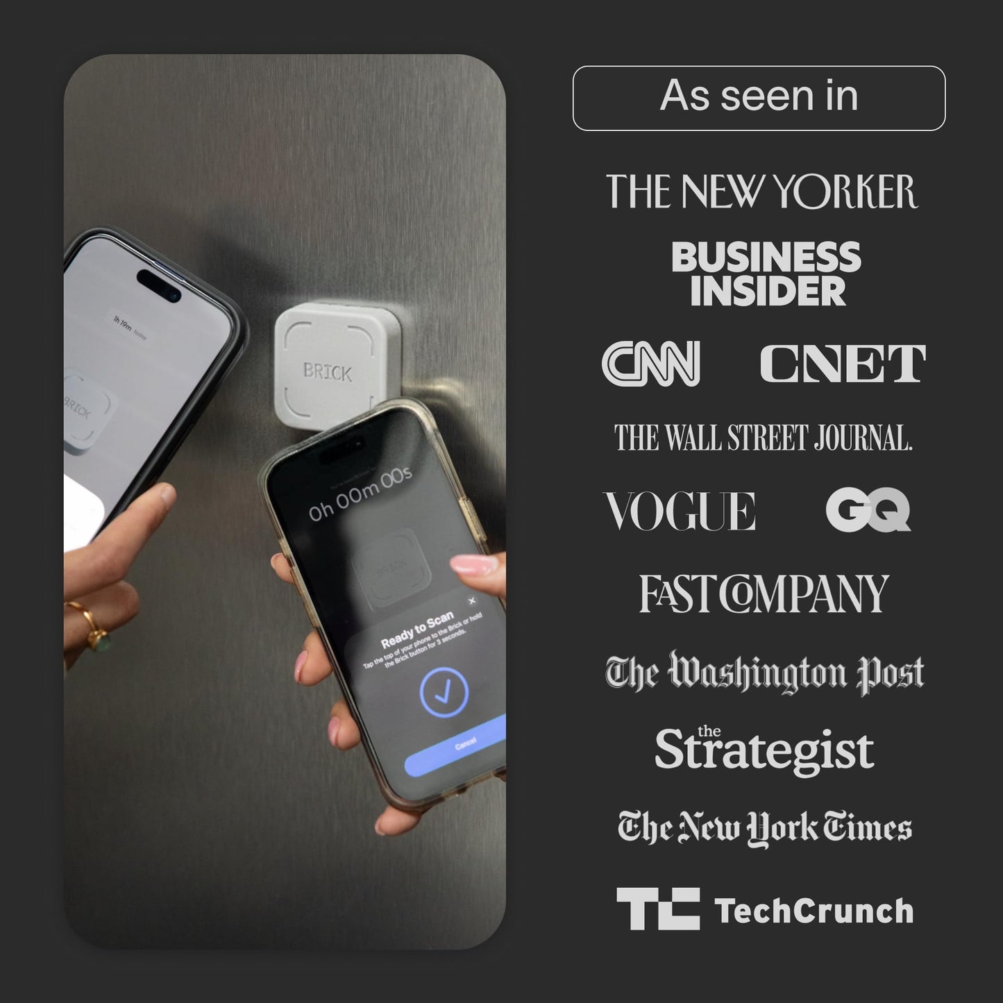 The Brick Phone Access Blocker Device for Cell Phones - Subscription-Free Phone Lock, Limits Smartphone Access, Reduces Screen Time & Improves Focus - High-Grade Magnet & Anti-Slip Silicone