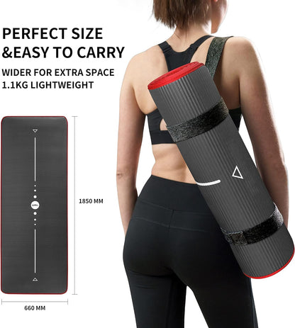 PROIRON Yoga Mat Eco Friendly NBR All-Purpose 10mm Thick Non-Slip Exercise Mat High Density Anti-Tear Pilates Mat with Carrying Strap for Yoga Pilates and Gymnastics - 183cm x 66cm x 1cm - 7 Colours(Only official brand : PROIRON)