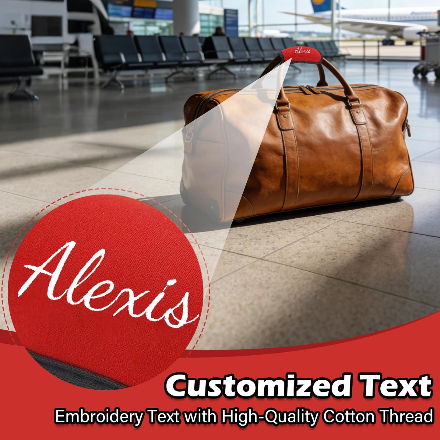 Personalized Luggage Handle Wrap with Embroidered Name Alex,3 Pcs Custom Soft Grip Handle Cover for Suitcase, Travel Bag Identifier, Machine Washable Travel Accessory(3)