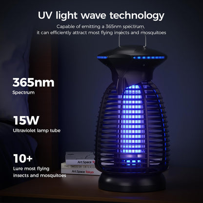 Outdoor Bug Zapper with LED Light - Electric Mosquito Killer Fly Trap Insect Zapper Outdoor and Indoor for Home Kitchen, Patio, Backyard