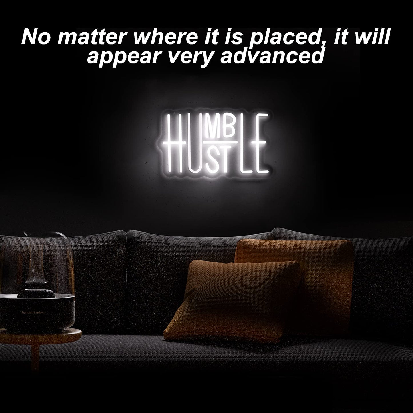 Hustle LED Neon Sign for Wall Decor, Words LED Neon Lights Party Decorations, USB Powered Switch Brightness Adjustable for Office Room, Gym Room, Man Cave, Gamer Room Decor (Hustle (White))