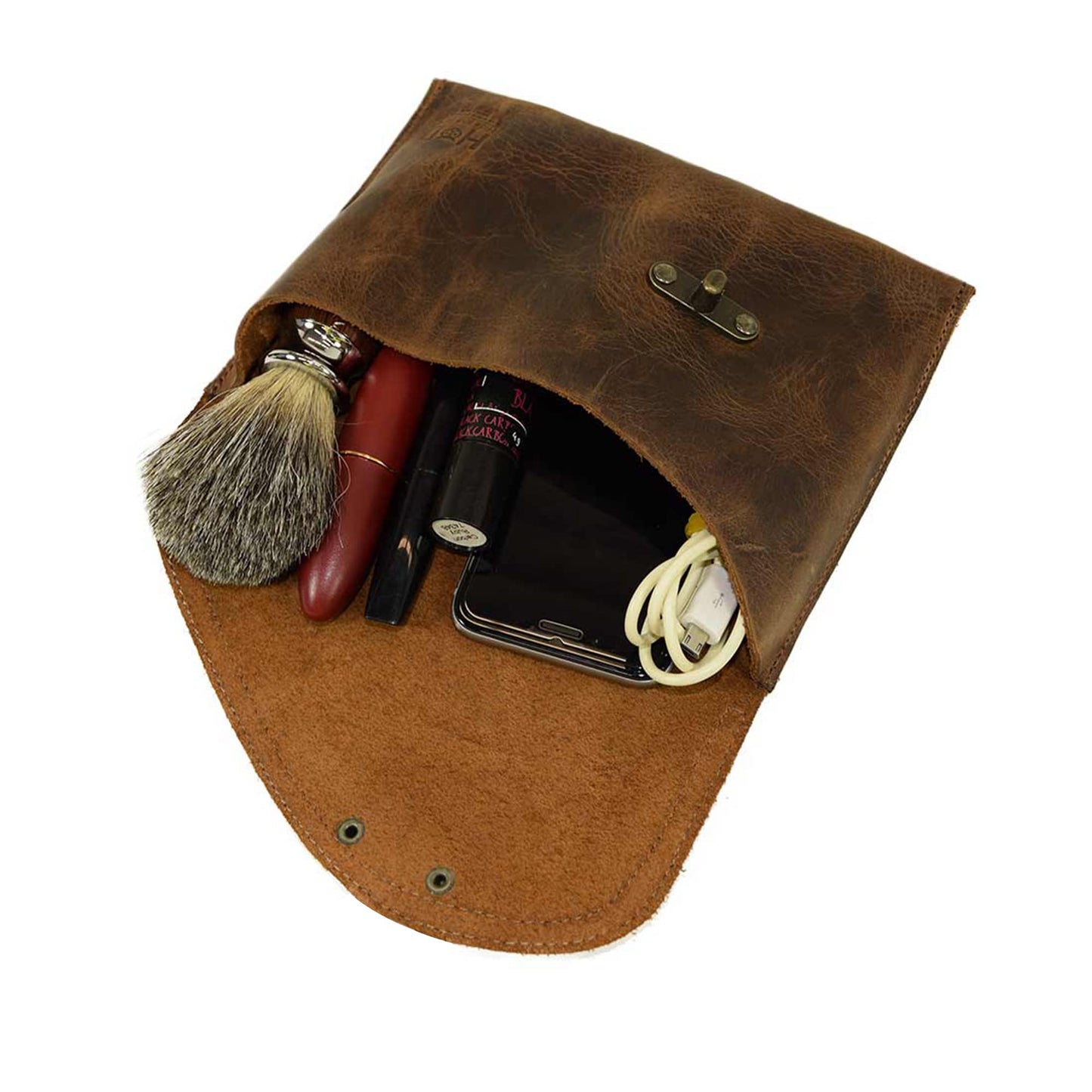 Hide & Drink, Petit Travel Vintage Clutch Bag Handmade from Full Grain Leather, Women's Fashion (Bourbon Brown)