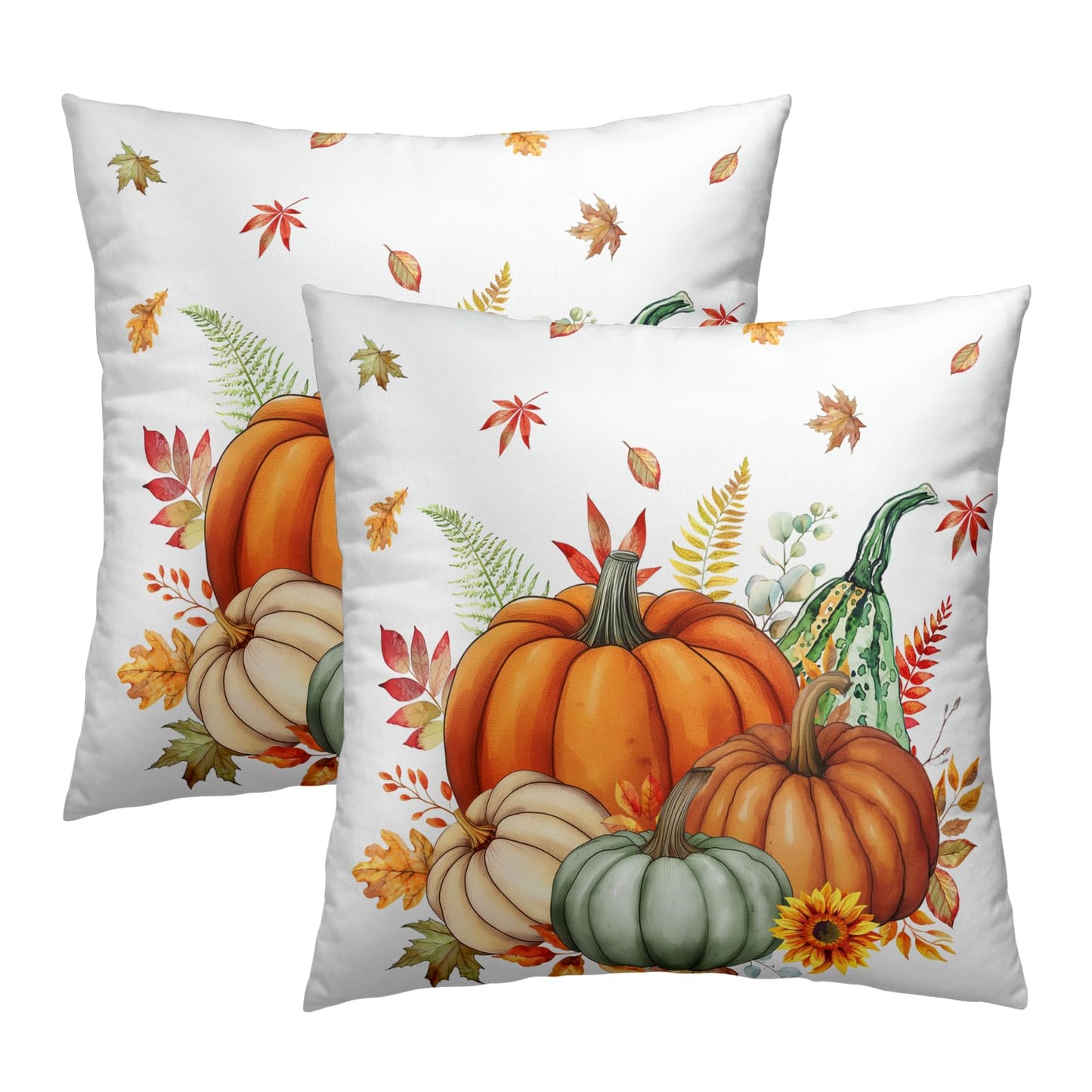 Imiss Fall Pumpkins Throw Pillow Covers 18 x 18 Inch Thanksgiving Autumn Harvest Maple Leaves Pillow Case Set of 2 Farmhouse Outdoor Decor Cushion Covers for Seasonal Couch Porch