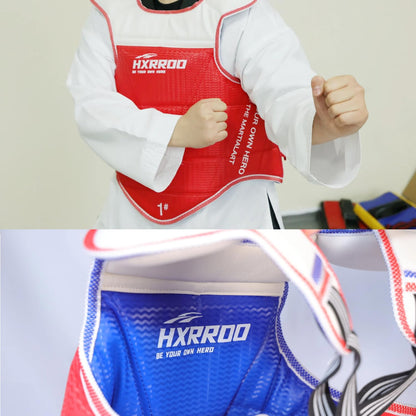 HXRROD Martial Arts Chest Guard, Red and Blue Reversible, Protective Training Equipment (1#)