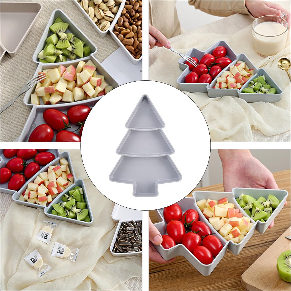 DOITOOL 2PCS Christmas Tree Shape Platter Snack Appetizer Trays Dessert Serving Dishes Divided Snack Serving Trays Fruit Cheese Dessert Plate - Grey