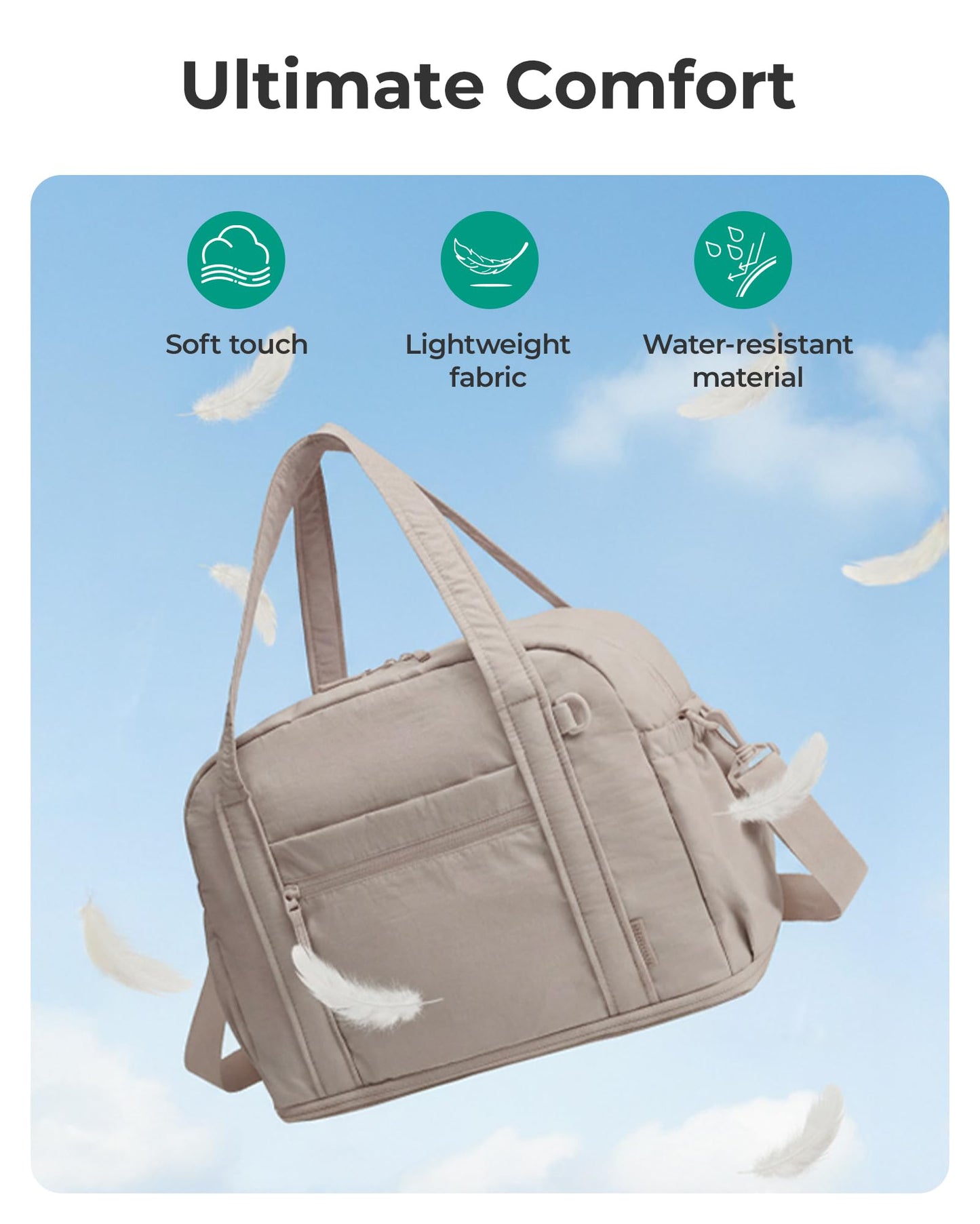 BAGSMART Expandable Personal Item Travel Bag, Lightweight Gym Bag for Women, 24L Weekender Travel Duffle with Toiletry Bag, Carry on Overnight Duffel, Chocolate