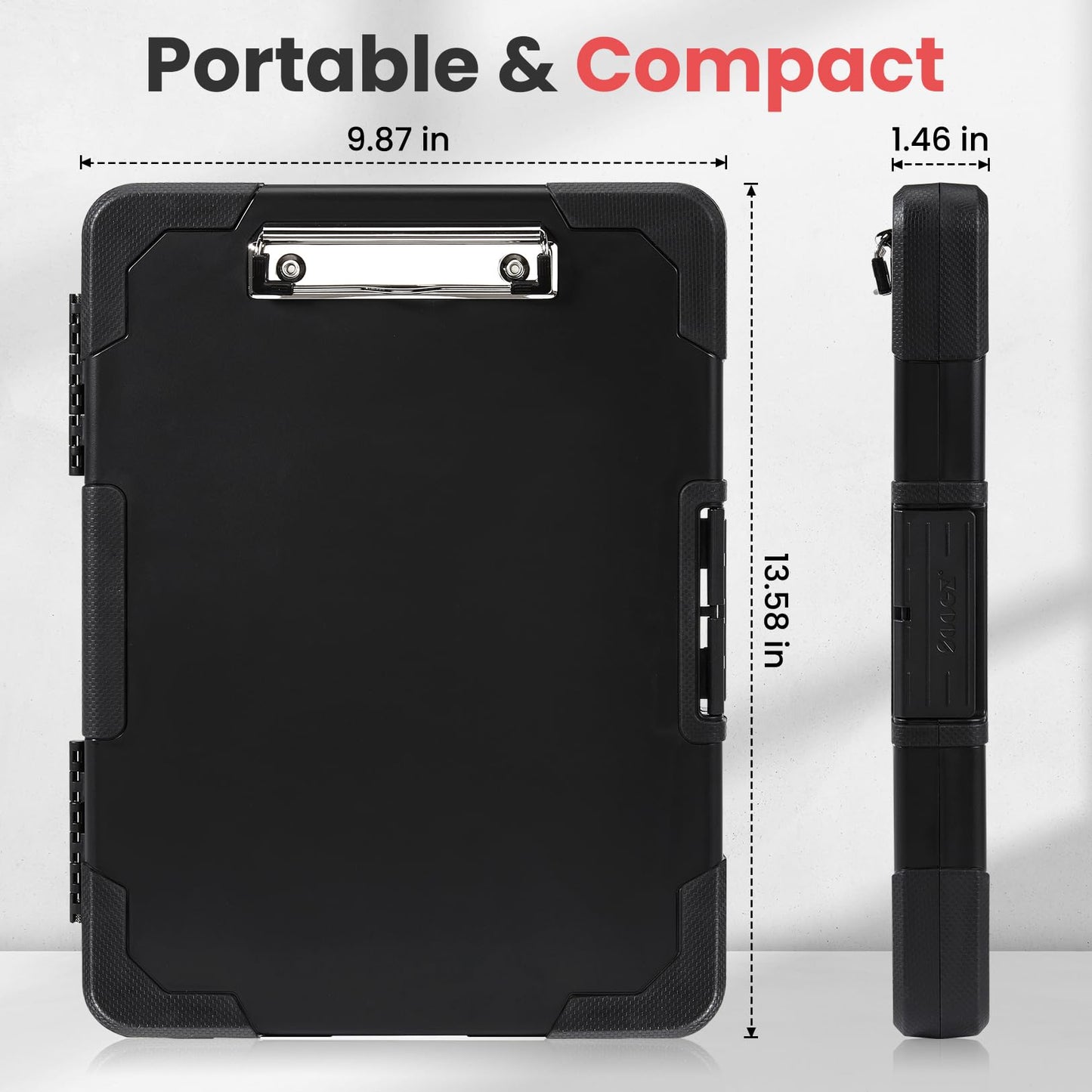 Sooez Toughest Clipboard with Storage, Internal Pen Pouch Included, Letter/ A4 Size, Shockproof Heavy Duty Plastic Clip Boards 8.5x11”, High Capacity Clipboards Box Case for Contractor Trucker Driver