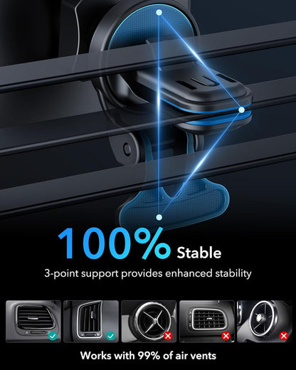 ESR for MagSafe Car Mount Charger, 15W Magnetic Wireless Car Charger, Compatible with MagSafe Car Charger, Air Vent/Dashboard Phone Holder Mount for iPhone 16/15/14/13/12, Fast Charging, Black
