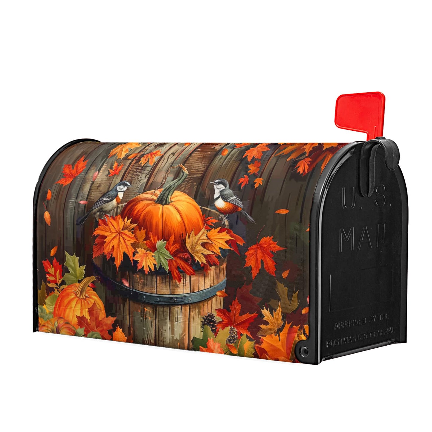 Autumn Thanksgiving Pumpkin Magnetic Mailbox Covers Fall Maple Leaf Mail Box Cover Decoration Fall Autumn Large 25.5"x21" Mailbox Wrap Decor for Home Garden Yard Outside Decor
