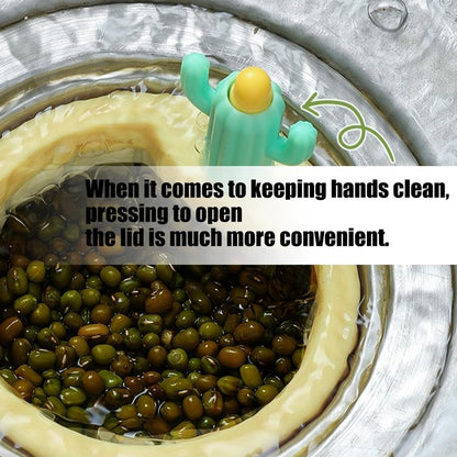 Cactus Kitchen Sink Drain Strainer Press to Dump Basket Waste Collector Fun Sink Accessory for Home Bathroom (YellowGreen-2)