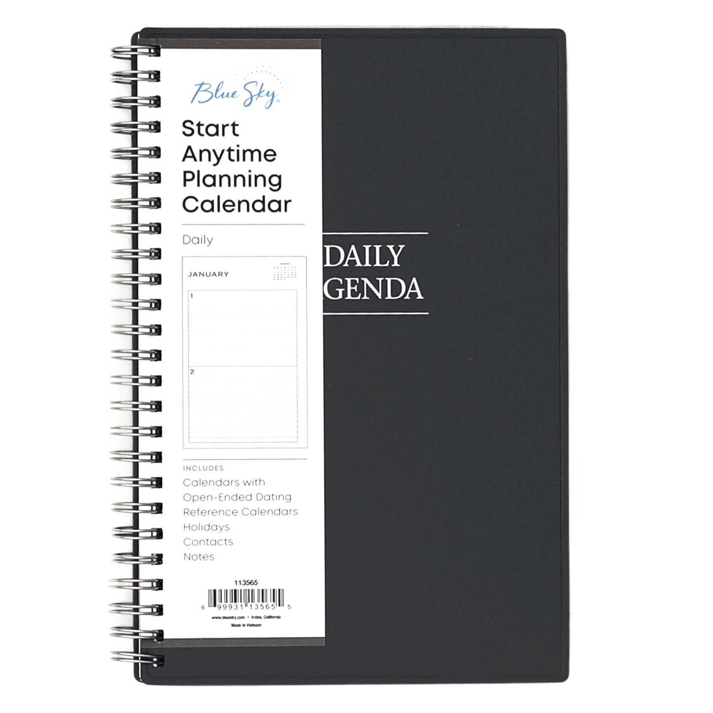 Blue Sky Undated Daily Planner, Flexible Cover, Twin-Wire Binding, 5.5" x 8.5", Passages