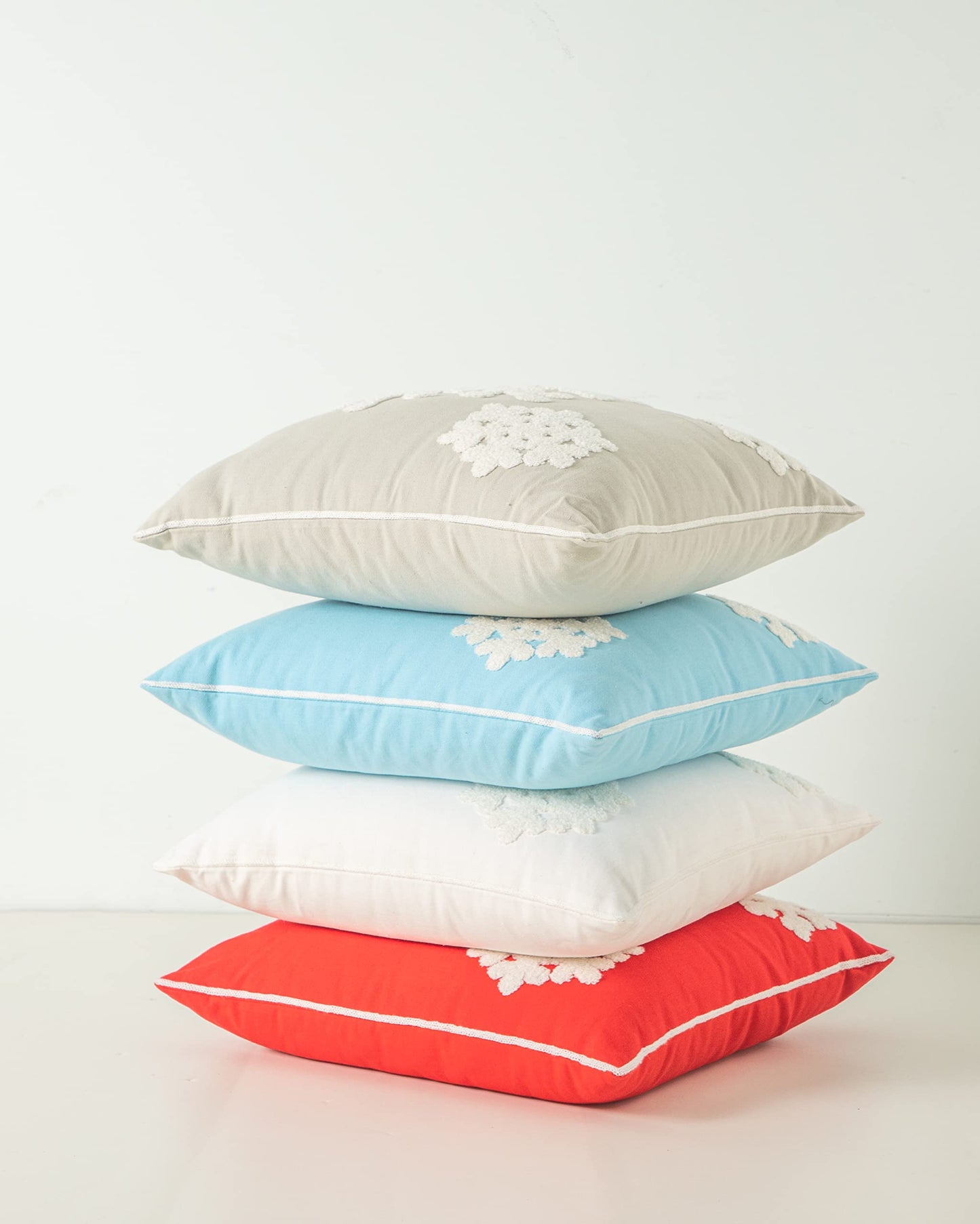 AFIRMLY 18x18,Cotton Christmas Blessing Throw Pillow Cover for Bed Sofa Cushion Car Snowflake Embroideried Pillowcases,1pair Grey