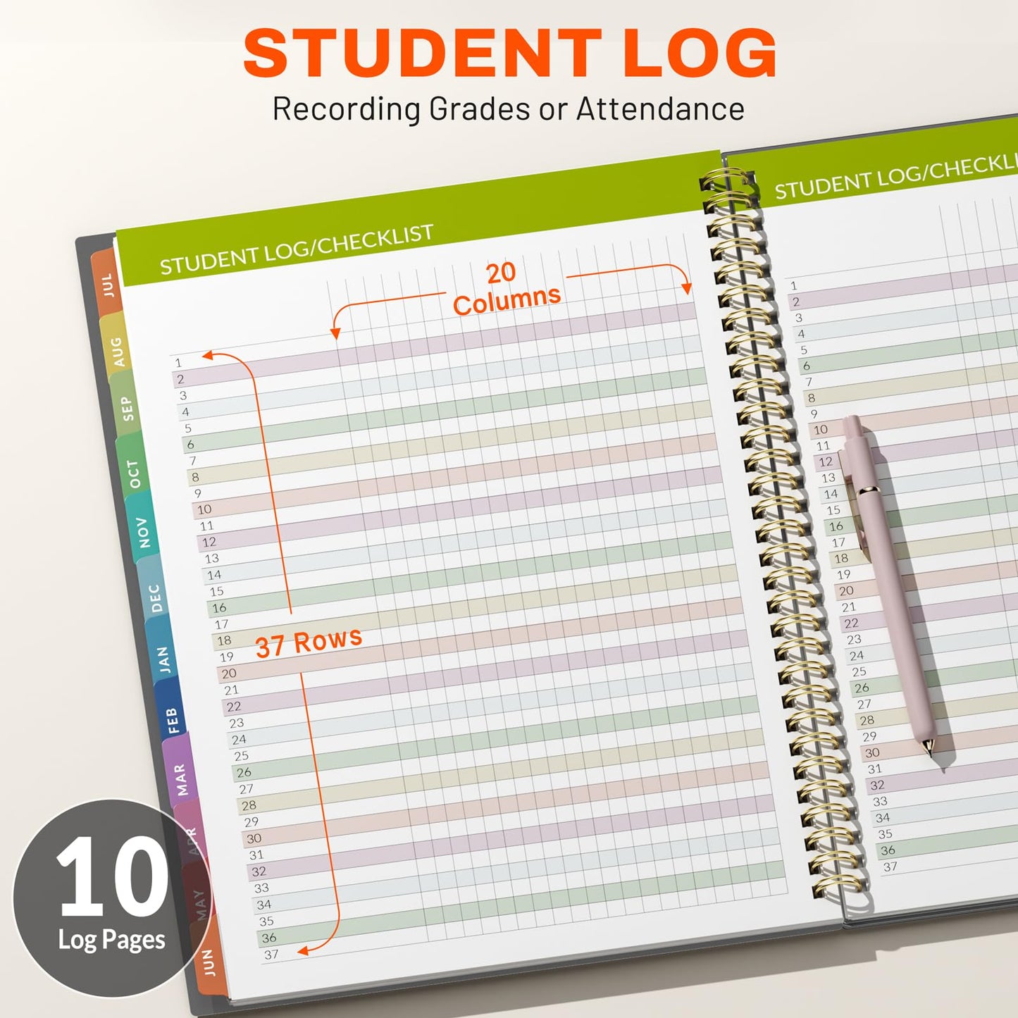 SUNEE Teacher Planner 2026-2027 Academic Year, 7 Periods Lesson Plan Book Jul 2026 - Jun 2027, 8.5"x11" Daily Weekly Monthly Organizers Vertical Layout with Calendars, Bookmark, Waterproof Cover, Black