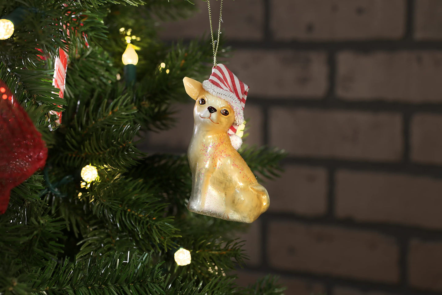 North Star Christmas | Chihuahua with Hat Glass Ornament | Christmas Collection